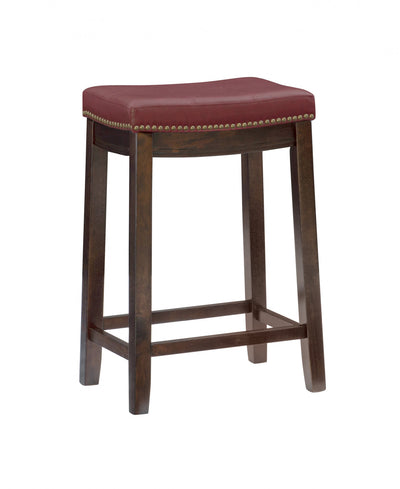 Claridge Faux Leather Backless Counter-Height Stool - Red|Tabouret Claridge de hauteur comptoir en similicuir et sans dossier - rouge