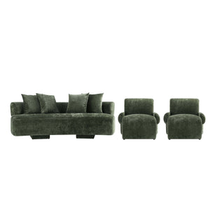 Ensemble canape 3 pieces Verandah style milieu du siecle en vert olive
