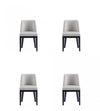 Chaise de salle a manger Gansevoort en bois moderne et cuir vegetalien, gris clair - Lot de 4