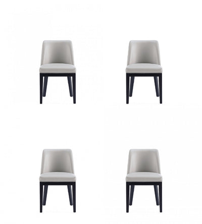 Gansevoort Modern Wood Vegan Leather Dining Chair in Light Gray - Set of 4 | Chaise de salle a manger Gansevoort en bois moderne et cuir vegetalien, gris clair - Lot de 4