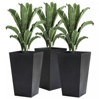 Outsunny Lot De 3 Pots De Fleurs Hauts Pour Porte D'entree, Entree, Patio Et Terrasse, Noir