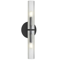 Applique murale Wand de Dainolite en verre givré, avec fini noir mat et 2 ampoules