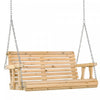 Siege De Balancoire D'exterieur Pour Porche 2 Places Outsunny Avec Porte-gobelet, Banc De Hamac En Bois Avec Chaines Pour Jardin Et Patio