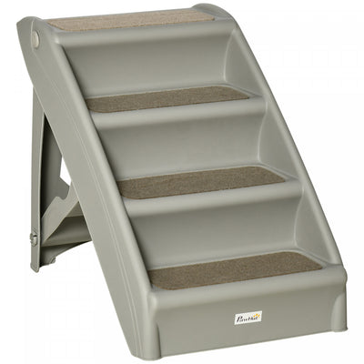 Pawhut 4-level Portable Dog Stairs, Foldable Dog Steps For Small Dogs, Lightweight Cat Steps, With N|Pawhut Escalier Portable A 4 Niveaux Pour Animaux De Compagnie, Rampe Pliable Pour Chien, Marches Le