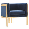 Fauteuil d’appoint Paramount de Manhattan Comfort en laiton poli et en velours - bleu roi