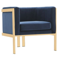 Fauteuil d’appoint Paramount de Manhattan Comfort en laiton poli et en velours - bleu roi