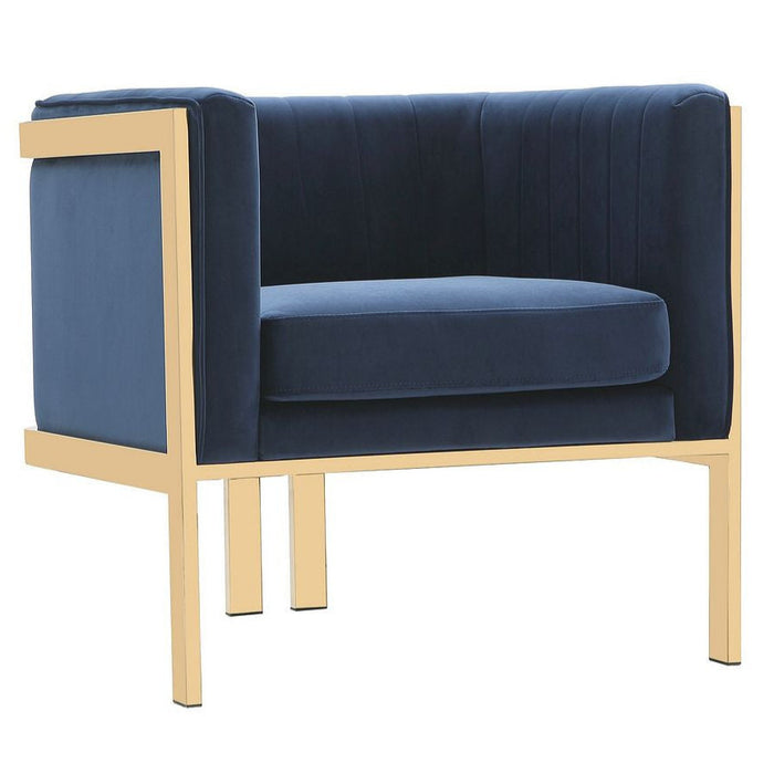 Fauteuil d’appoint Paramount de Manhattan Comfort en laiton poli et en velours - bleu roi