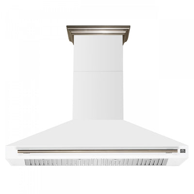 Forno Aria 60 Inch Wall-Mounted White Range Hood- FRHWM5095-60WHT | Hotte de cuisiniere murale Aria de 60 pouces en blanc inoxydable-FRHWM5095-60WHT