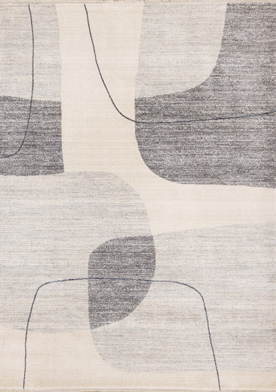 Olivia Grey Black Cream Geometric Rug, 5'3" x 7'10" Indoor Area Rug | Tapis geometrique gris noir creme Olivia, 5'7" x 7'10"