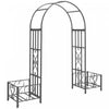 Outsunny Arche De Jardin Decorative En Metal De 2 M Avec 2 Jardinieres