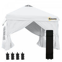 Outsunny Tonnelle Barnum Tente D'auvent Pop Up 10' X 10', Tente D'abri Instantanee Avec Parois Later