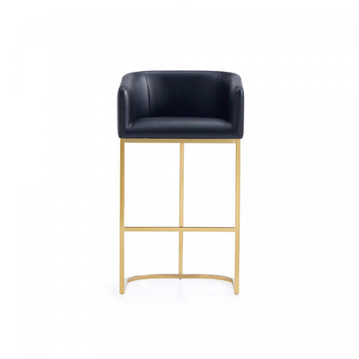 Louvre Mid-Century Modern Metal Upholstered Barstool in Black Bar Stool | Tabouret de bar rembourre en metal noir style mid-century modern Louvre
