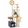 Pawhut Tour A Chat, Arbre A Chat De 63 Pouces Pour Grands Chats Adultes Avec Griffoirs Pour Chat, Condo Pour Chat, Lit, Planche A Gratter, Jouets Pour Chat, Beige