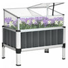 Outsunny Lit De Jardin Sureleve Avec Serre, 31\"x20\"x29\", Gris Fonce