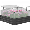 Outsunny Lit De Jardin Sureleve Galvanise Avec Serre, Jardinieres En Acier Pour Plantes D'exterieur, Fleurs, Herbes Et Legumes, Utilisation Pour Patio, Cour Arriere, Balcon, Gris Fonce