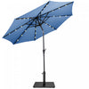 Costway Parasol Solaire de Patio 10ft Lumieres Solaires Exterieur avec Pied de Parasol en Acier de 36 LBS