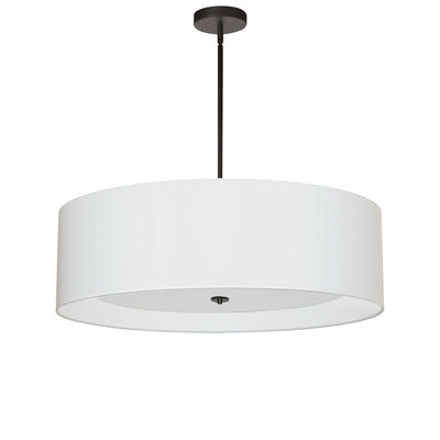 Dainolite Helena 4 Light Pendant 30" Dia Matte Black Finish White Shade White Diffuser Lamp|Luminaire suspendu Helena de Dainolite de 30 po de diamètre avec abat-jour blanc qui diffuse la lumière, fini noir mat et 4 ampoules