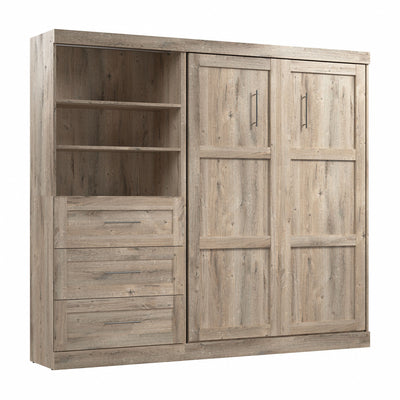 Bestar Pur Full Murphy Unit with Drawers 95-Inch Wall Bed - Rustic Brown|Lit double escamotable mural Pur de Bestar de 95 po avec tiroirs - brun rustique