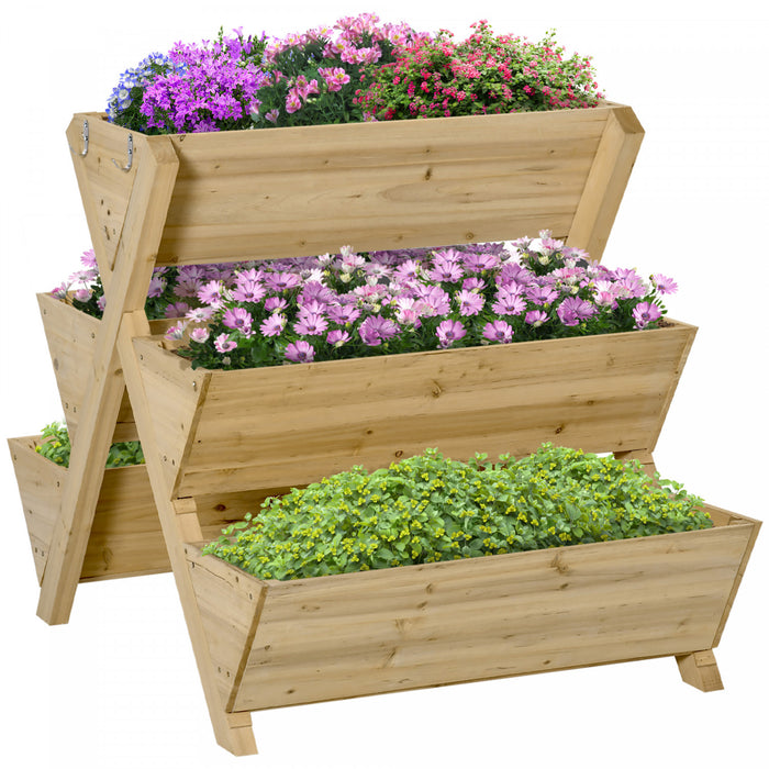 Outsunny Lit De Jardin Sureleve, Support De Jardiniere Autoportant Avec 5 Boites De Plantation Et 4 Crochets, Ideal Pour Les Herbes, Les Fleurs Dans Le Patio, Le Balcon, L'interieur Et L'exterieur
