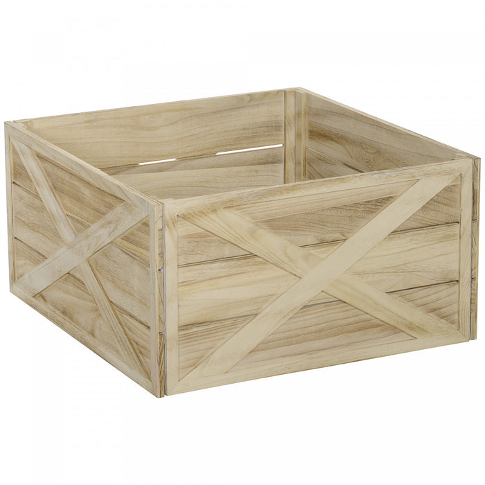 HOMCOM Boite en bois pour base de sapin de Noel 28\", bois vieilli clair
