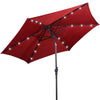 Costway Parasol solaire de patio 9ft avec LED, acier, inclinaison avec manivelle, bordeaux