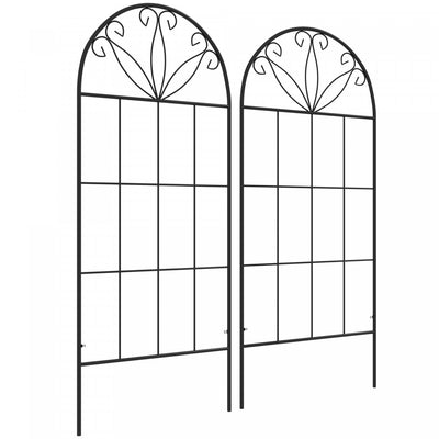 Outsunny Metal Garden Trellis Pack Of 2 For Climbing Plants, Black|Outsunny Metal Garden Trellis Pack Of 2 For Climbing Plants, Black