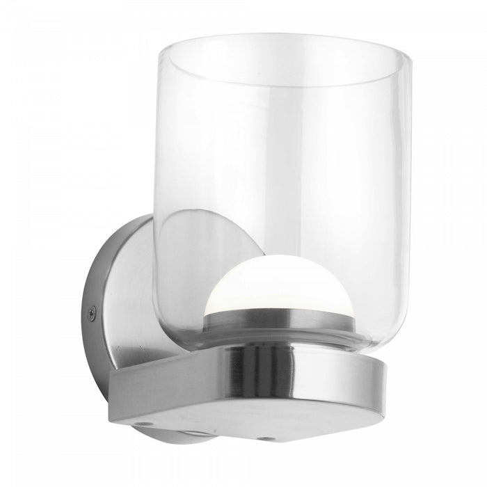 Applique murale Nadine de Dainolite en verre transparent, avec fini chromé poli et ampoule à DEL de 10 W