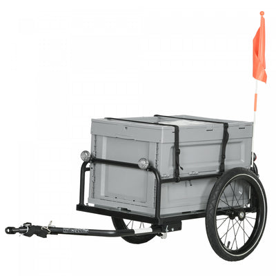 Aosom Bike Cargo Trailer, Bicycle Trailer Wagon Cart With Removable Storage Box, Quick Release 16" W|Aosom Remorque Cargo Pour Velo Avec Boite De Rangement Amovible