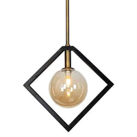 Luminaire suspendu Glasgow de Dainolite en verre champagne, avec fini noir mat et bronze rétro, et 1 ampoule