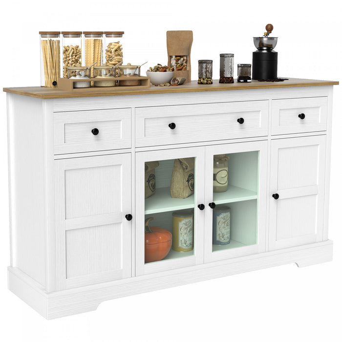 HOMCOM Buffet, meuble bar a cafe, blanc vieilli
