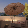 Parasol solaire Costway 9,3 FT style marche exterieur avec 24 LED, bordures, marron