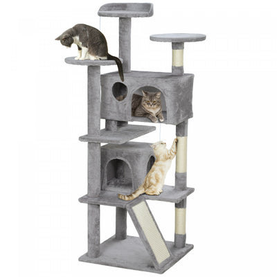 Pawhut 54" Cat Tree, Cat Tower For Indoor Cats With Scratching Posts, Cat Condos, Bed, Platforms, Ra|Pawhut Arbre A Chat De 54" Tour A Chat Pour Chats D'interieur Avec Griffoirs, Condos Pour Chats, Lit