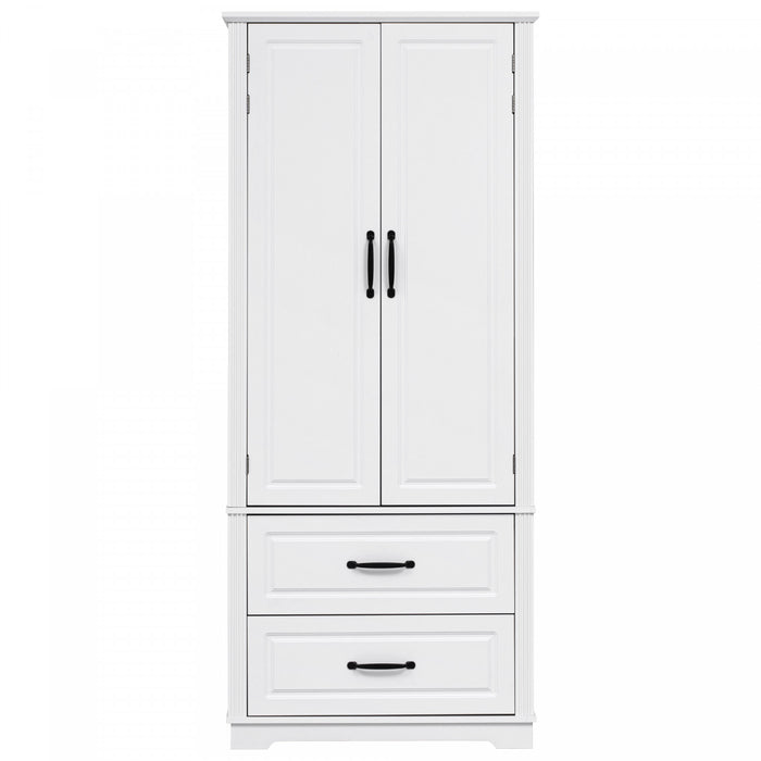 Armoire De Rangement Angela 71\" Avec Etageres Reglables Et 2 Tiroirs - Blanche