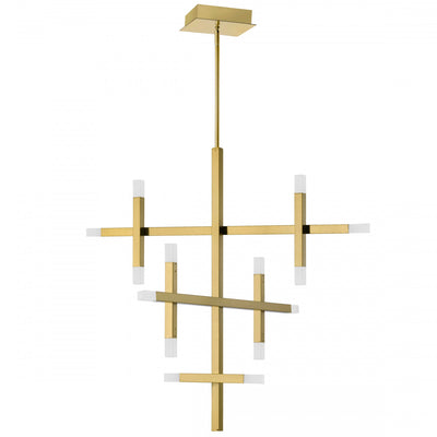 Dainolite Acasia Chandelier 42w Aged Brass Frosted Acrylic Diffuser Lamp|Lustre Acasia de Dainolite en acrylique givré qui diffuse la lumière, avec fini laiton vieilli et ampoule de 42 W