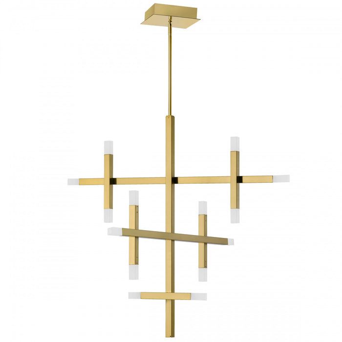 Lustre Acasia de Dainolite en acrylique givré qui diffuse la lumière, avec fini laiton vieilli et ampoule de 42 W
