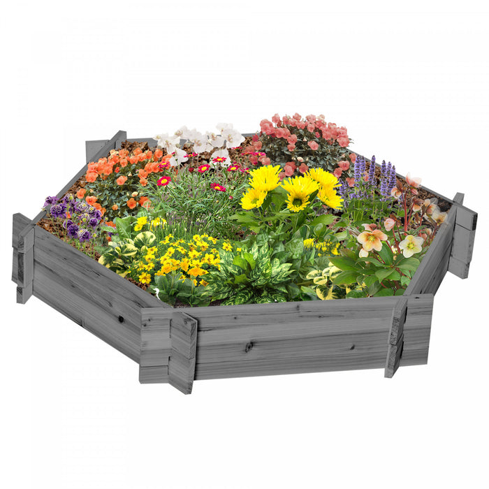 Outsunny 39\" X 36\", Jardiniere Hexagonale, Jardin D'herbes Pour Legumes, Fleurs, Gris