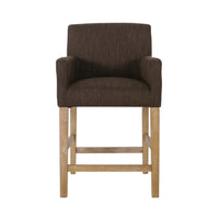 Tabouret De Comptoir Gabrielle Hauteur D’assise 66 cm – Tissu Rembourre Et Pieds En Bois Massif - Brun