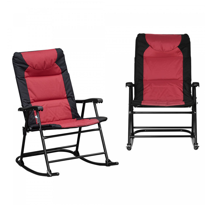Ensemble De Chaises Bercantes Pliables De Patio Outsunny 2 Pcs, Rouge