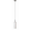 Luminaire suspendu Paza de Dainolite en verre blanc givré, avec fini chromé satiné et 1 ampoule