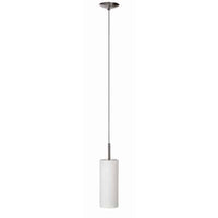 Luminaire suspendu Paza de Dainolite en verre blanc givré, avec fini chromé satiné et 1 ampoule