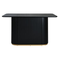 Table a manger industrielle moderne Jett 63 pouces avec base piedestal MDF et fer, noir
