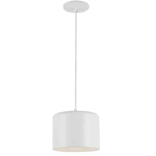 Luminaire suspendu Emilia de Dainolite avec abat-jour, fini blanc mat et 1 ampoule