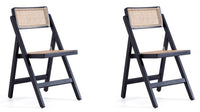 Ensemble 2 chaises de salle à manger pliantes Pullman de Manhattan Comfort - noir et cannage naturel