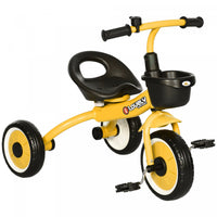 Qaba Tricycle Pour Tout-petits Et Filles Garcons De 2 A 5 Ans, Velo Avec Siege Reglable, Panier, Clo