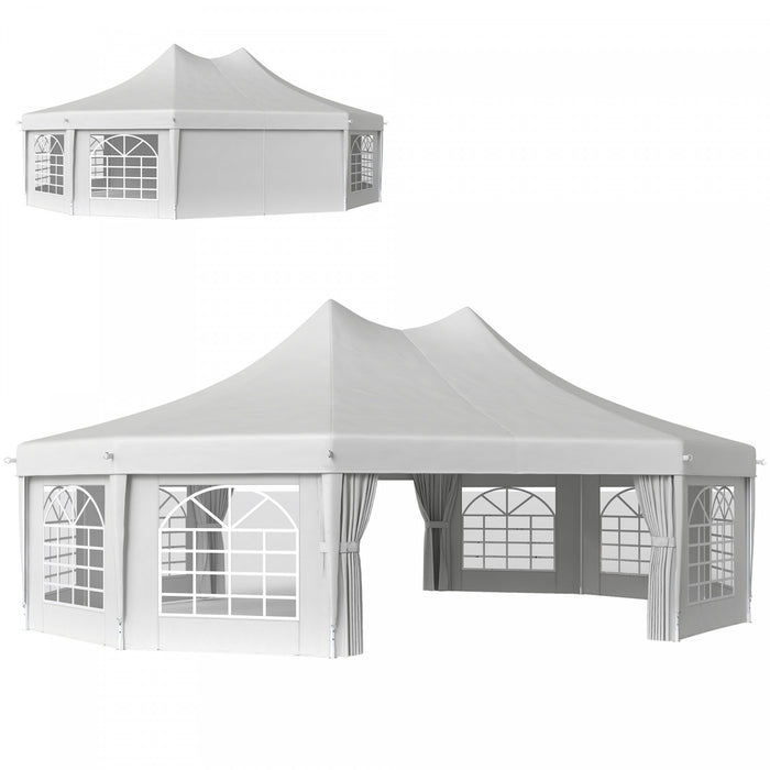 Outsunny Tente Decagonale Haut Pic 8,9 x 6,5 m pour Mariages, Fetes et Evenements