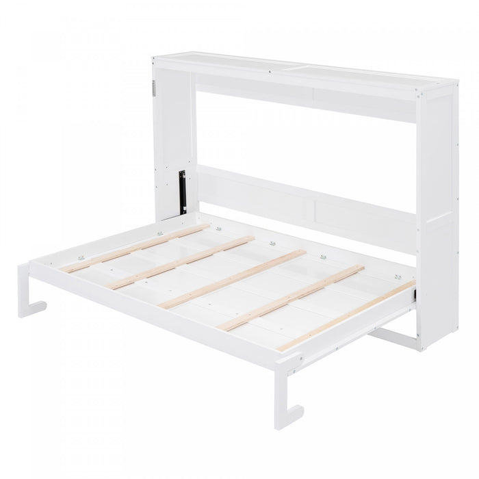 Evelyn Lit mural escamotable gain de place Murphy avec design d’armoire pliable, taille Queen, blanc