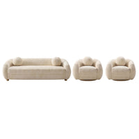  Ensemble de canape 3 pieces Tribeca style mid-century modern en creme