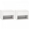 HOMCOM Lot de 2 tables de chevet flottantes avec tiroir et etagere, blanc