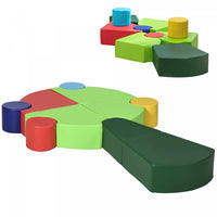 Qaba 10 Pieces, Ensemble De Jeu En Mousse, Logiciel Educatif Colore Pour Enfants, Escaliers Et Rampe