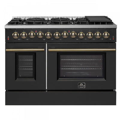Forno Galiano 48" Dual Fuel Range, Black, 6.58 cu. ft. double ovens -FFSGS6156-48BLK | Cuisiniere a double combustible Galiano 48 po, noire, 6,58 pi³ double four - FFSGS6156-48BLK